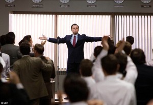 Jordan Belfort with arms outstretched
